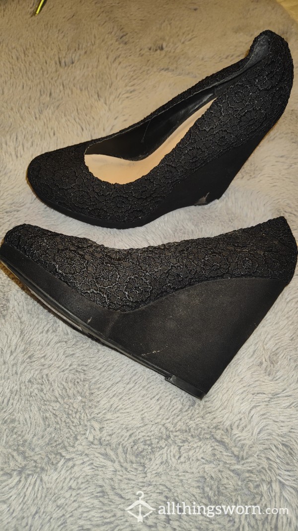 Black Wedge Heels. Primarily Worn In Bed 😈