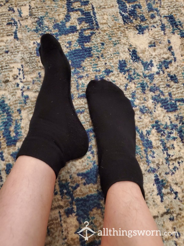 Black Well-Worn Cotton Blend Socks