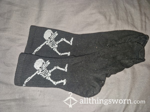 Black Worn Skelly Socks
