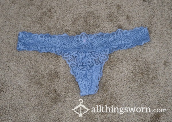 Blue Floral Lace Thong (vs-pink)