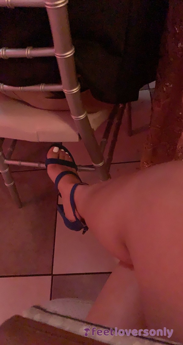 Blue High Heels With White Toes