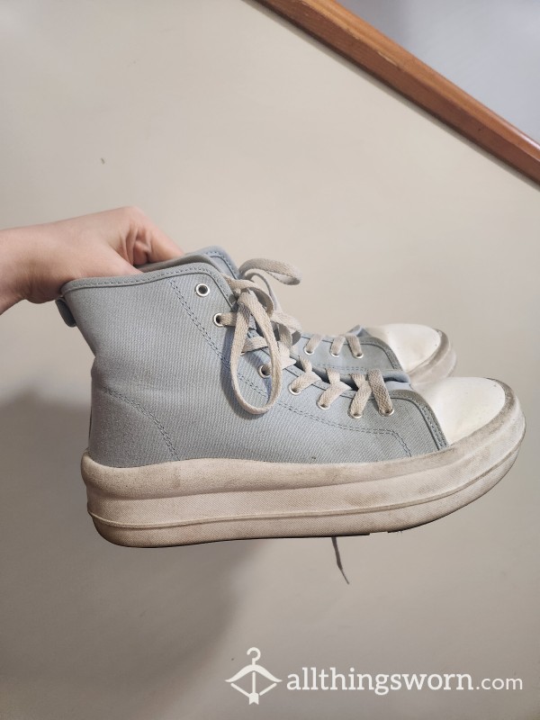 Blue High Top Converse Styled  Sneakers