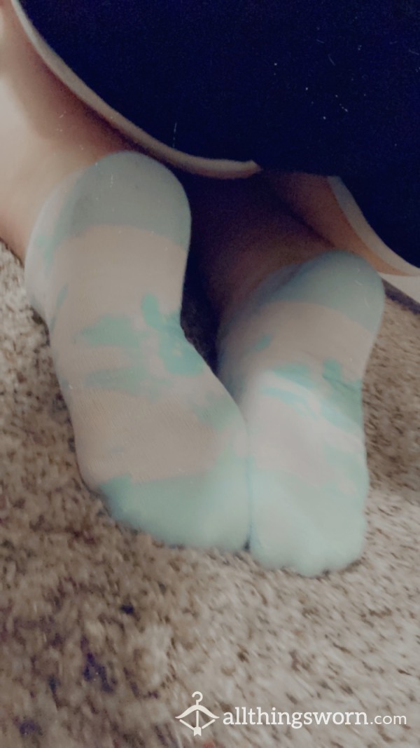 Blue Splatter Ankle Socks