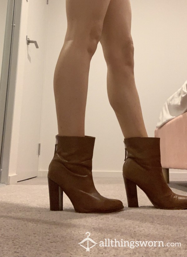 Brown Leather Heeled Boots