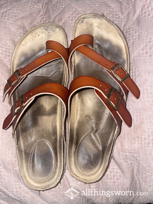 Brown Worn Sandals