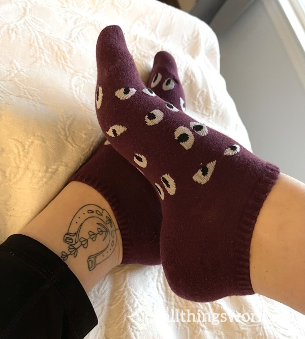 Burgundy Socks With Eyes 👀