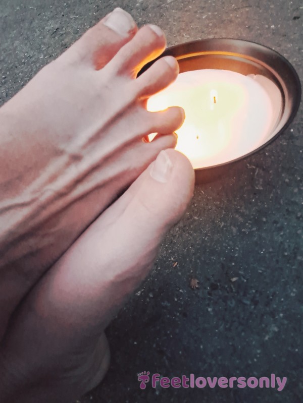 Candle Lit Bare Feet And Toes
