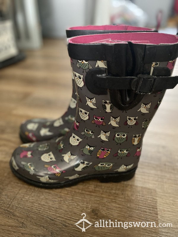 Capelli Owl Pattern Rain Outdoor Boots Size 7