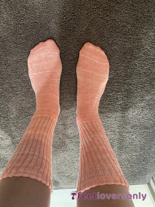 Casual, Pink, Cotton Crew Socks