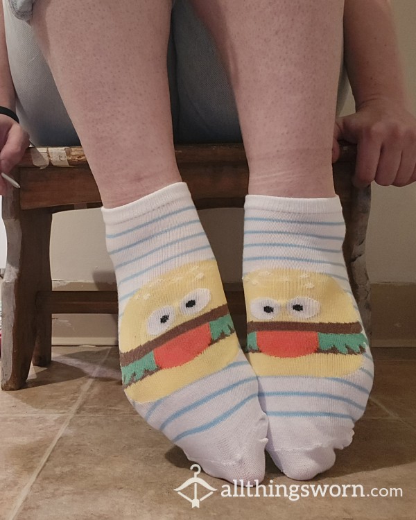 Cheeseburger Striped Socks