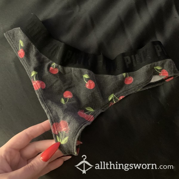 🍒Cherry Panties With Worn Out Crotch