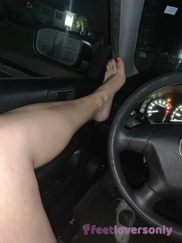 Chilling In The Car With No Shoes On