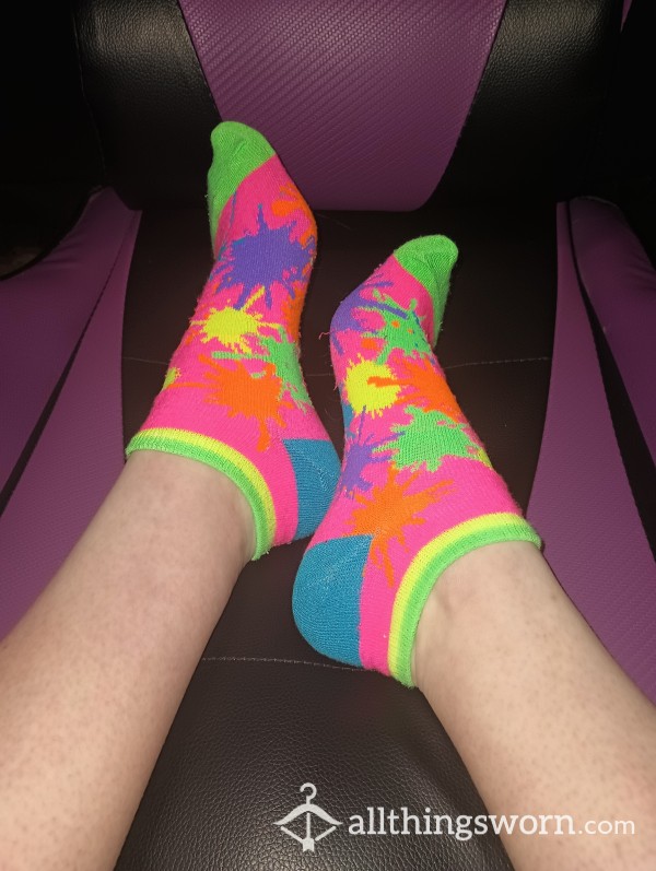 Colorful Ankle Socks, Well Worn 48 Hours Or Longer!