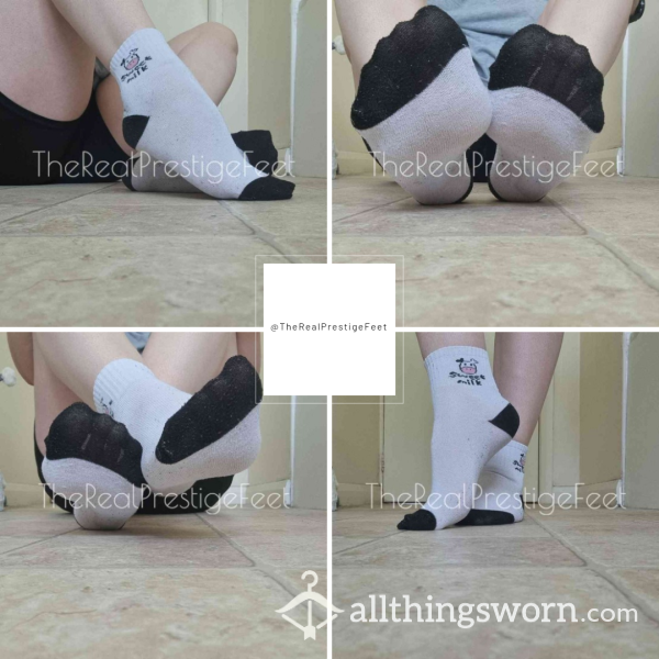 Well Worn Cow Black & White Ankle Socks | Standard Wear 48hrs | Includes Pics & Clip | Additional Days Available | See Listing Photos For More Info - From £16.00