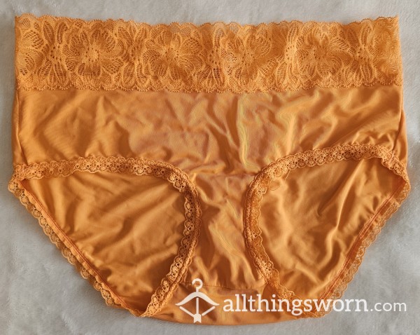 Creamsicle-orange Satin Cheekster With Lace Trim