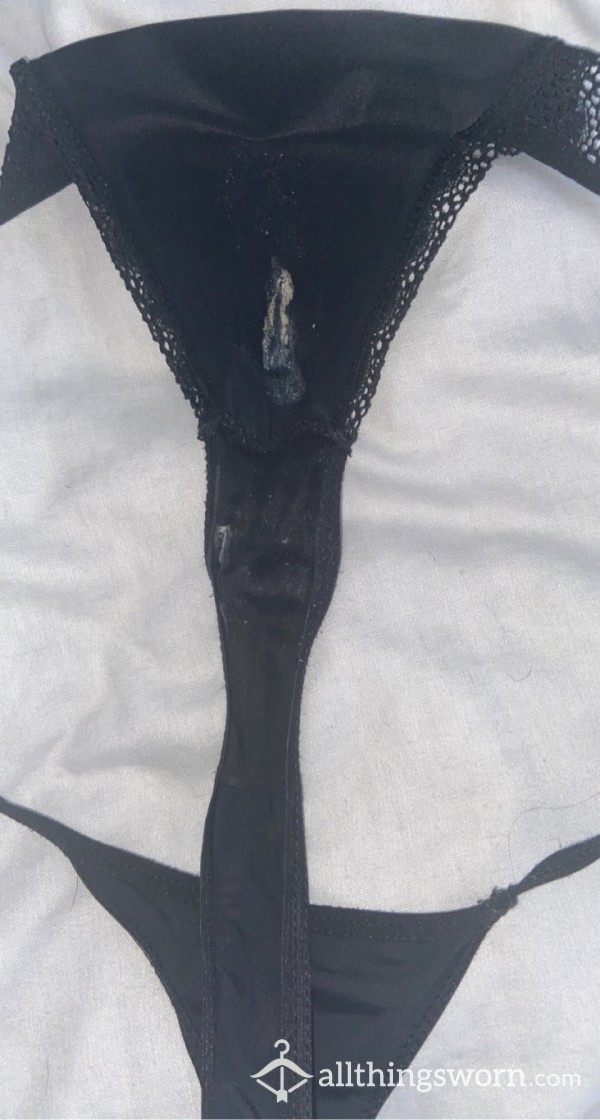 Cum Stained Black Thong