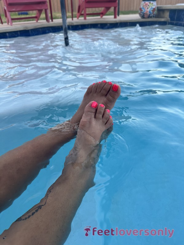 Cute Feet By The Pool