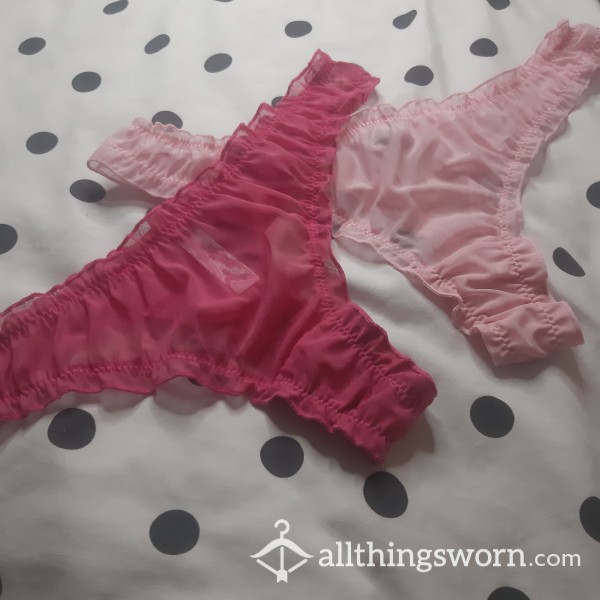 Cute Frilly Mesh Thongs Baby Pink And Hot Pink