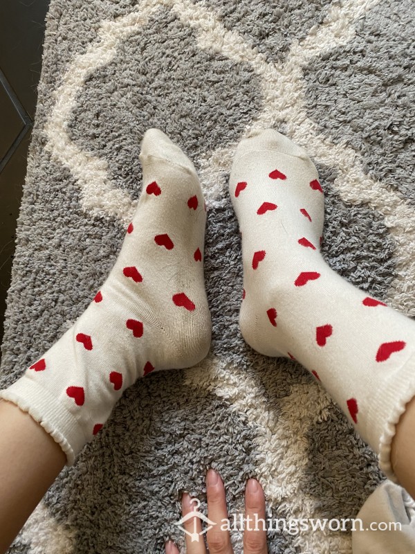 Cute Heart Socks - Worn 5 Days