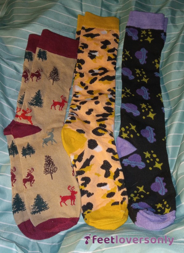 Cute Long Socks--Outdoorsy, Space, Or Cheetah