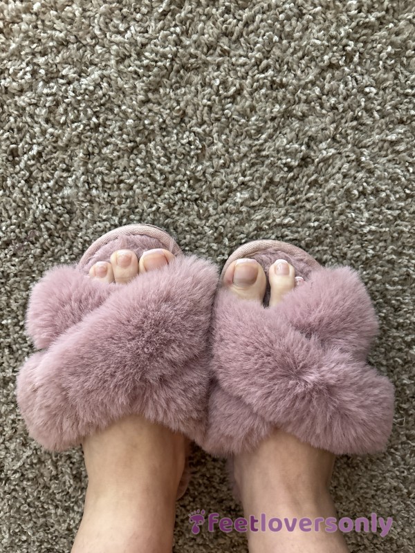 Cute Pink Fuzzy Slippers