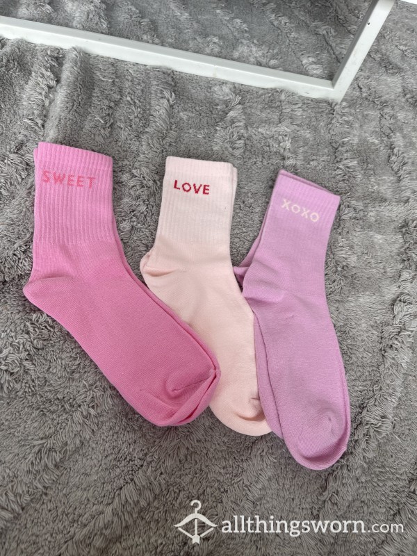 Cute Pink Long Ankle Socks, Ready To Be Dirtied Up For You! 💖