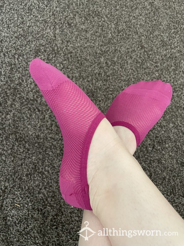 Cute Pink Worn Workout Socks