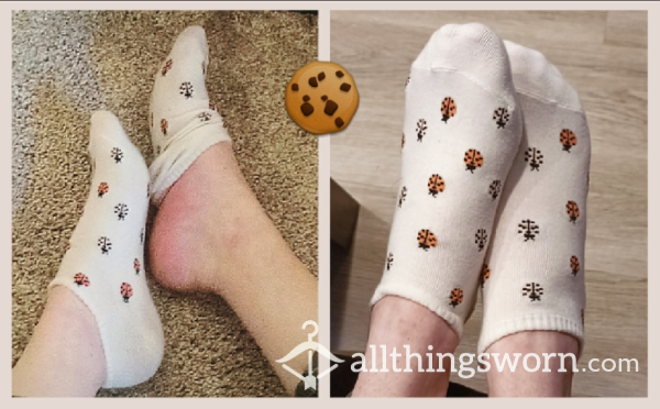 Cute Used Ladybug Socks With Sweat