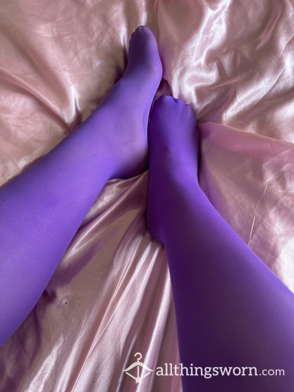 Dark Purple Sexy Worn Thick Opaque Tights 😈💜