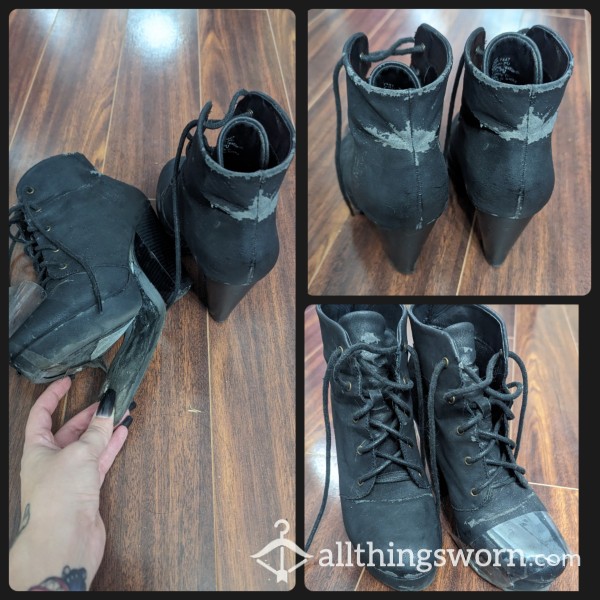 Destroyed Goth Girl Club Boots