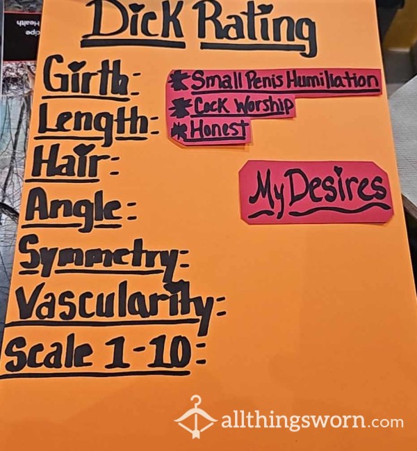 Dick Ratings (Honest, Cock Praise, Small Penis Humiliation) Written, Audio Or Video.