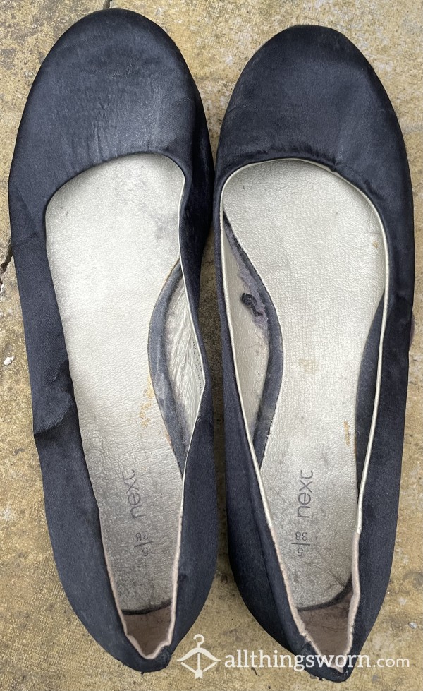 Dirty And Trashed! Size 5 UK Black Flats From Next