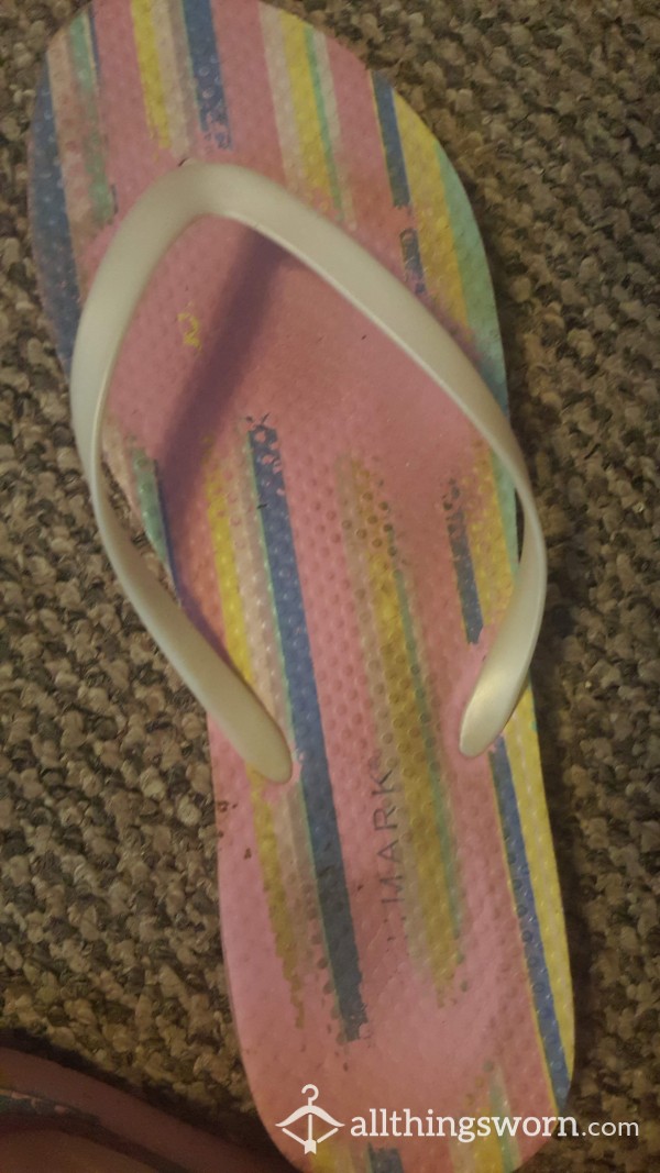 Dirty Heavily Used Colourful Flipflops