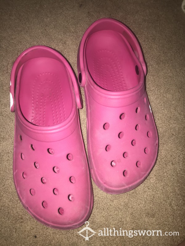 Dirty Hot Pink Crocs