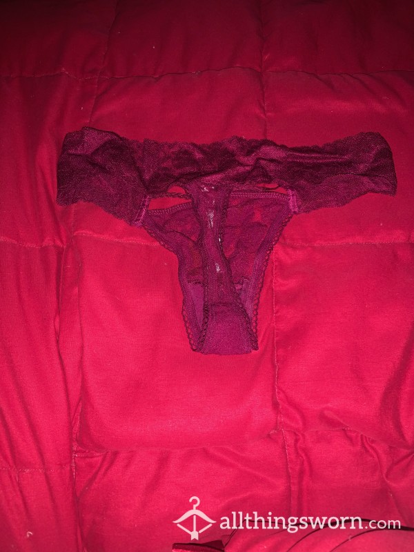 Dirty Maroon Victoria's Secret Thong
