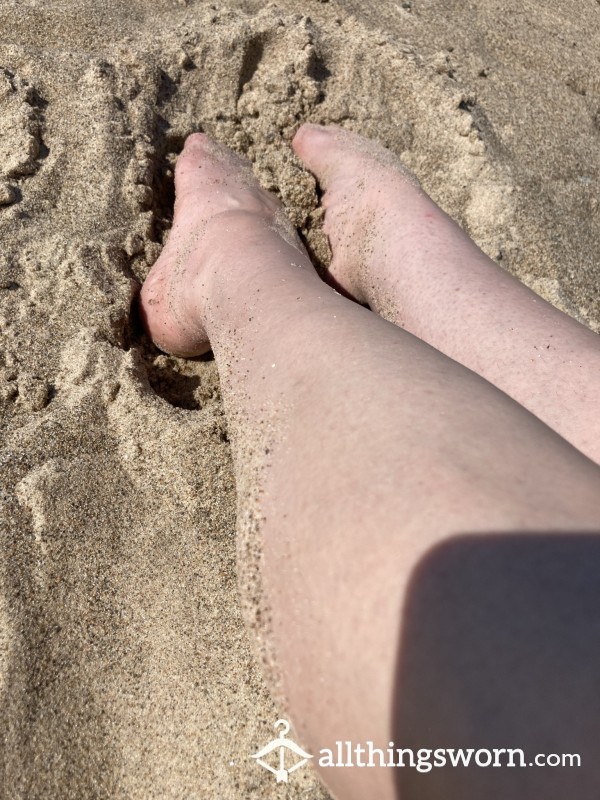 Dirty Naked Feet Playing In The Sand