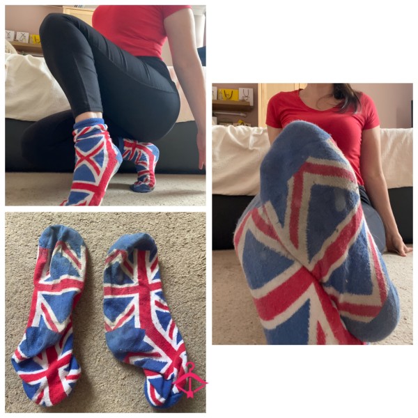 Dirty Worn British Union Flag Cotton Ankle Socks