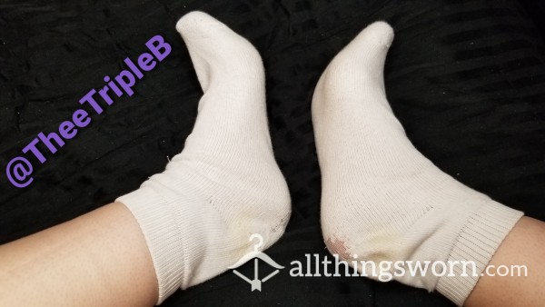 Dirty Worn Out White Socks - 5 Day Wear So Far
