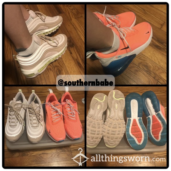 Do You Want Me To Get Them Dirty? Hardly Worn Nike Airmax Pink And Neon Orange