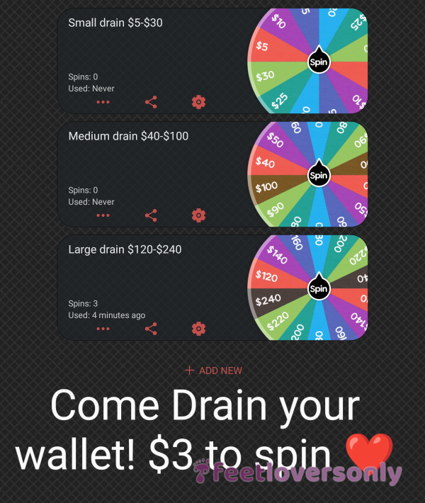 Drain Your Wallet Wheel Spins