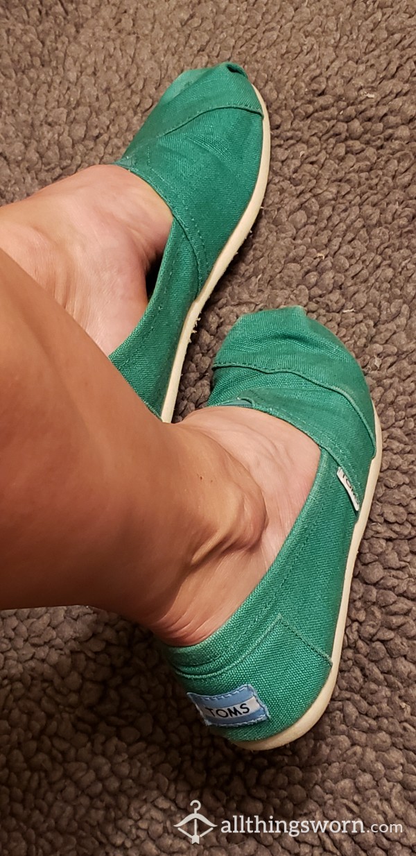 Green Emerald Toms Slip On Flats Size 7