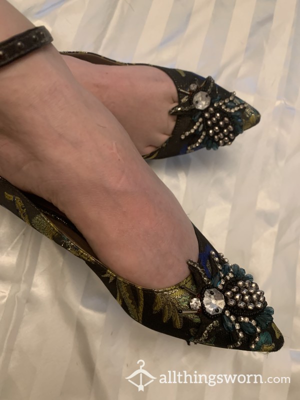 Fancy Flats Size 7 Well Worn Loved Shoes