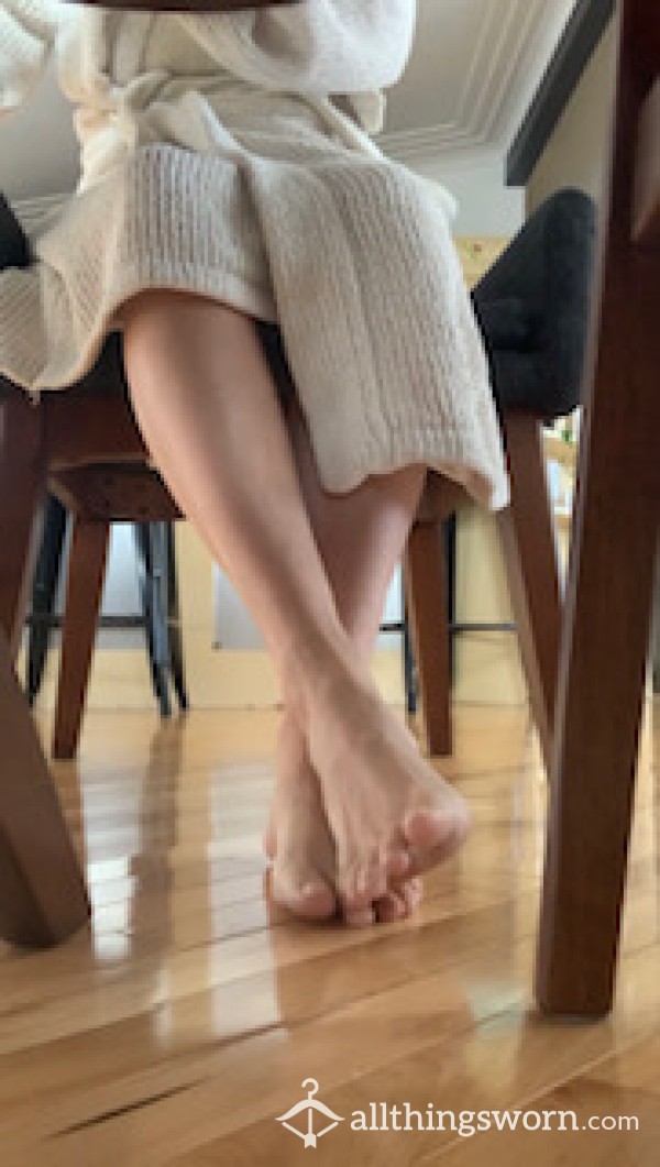 Feet Ignoring Camera - Working From Home At Dining Table