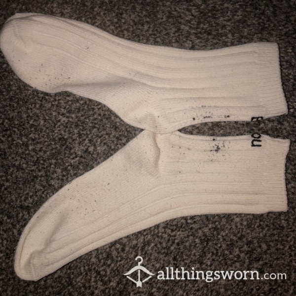 Filthy, Smelly, Black And White Well Worn Used Socks