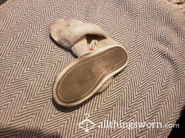 Filthy Off White Fluffy Slippers