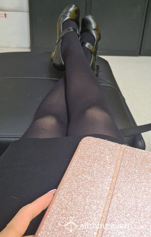 Flight Attendant Used Black Pantyhose With Rip In Big Toe