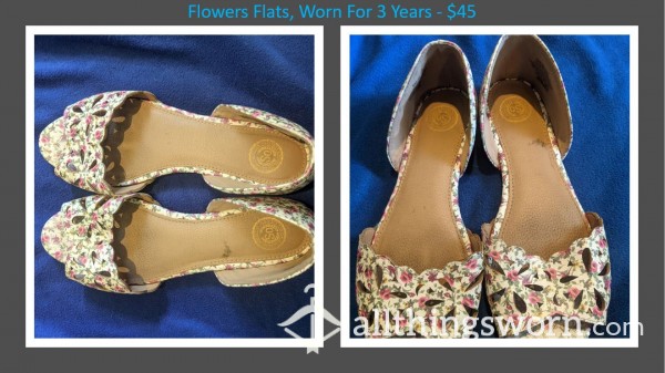 Floral Print Flats With Stains