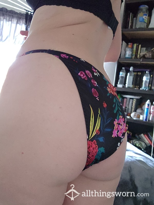 Floral Silk Panties Worn For 24hrs