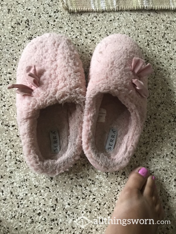 Fluffy Pink Smelly Used Slippers