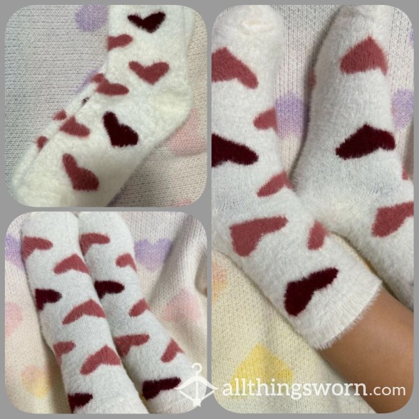 Fluffy Socks With Hearts